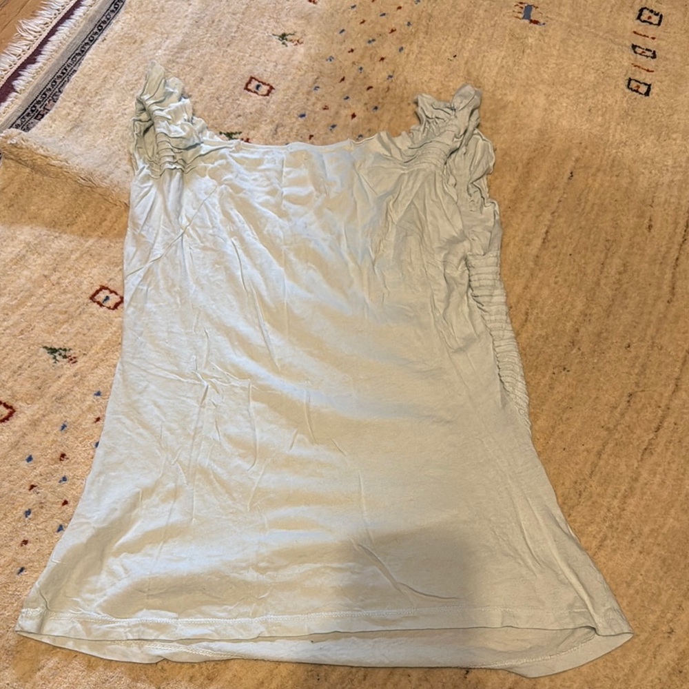 Set of 2 baby blue and white Ruffle Sleeve Top anthropologie xl tunic - Picture 7 of 8